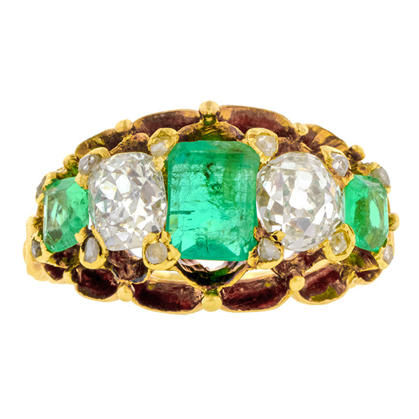Victorian Emerald & Diamond Ring::Doyle & Doyle