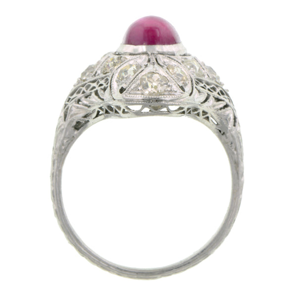 Art Deco Ruby & Diamond Dinner Ring:: Doyle & Doyle