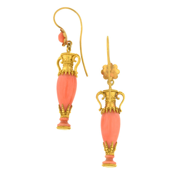 Victorian Coral Gold Earrings