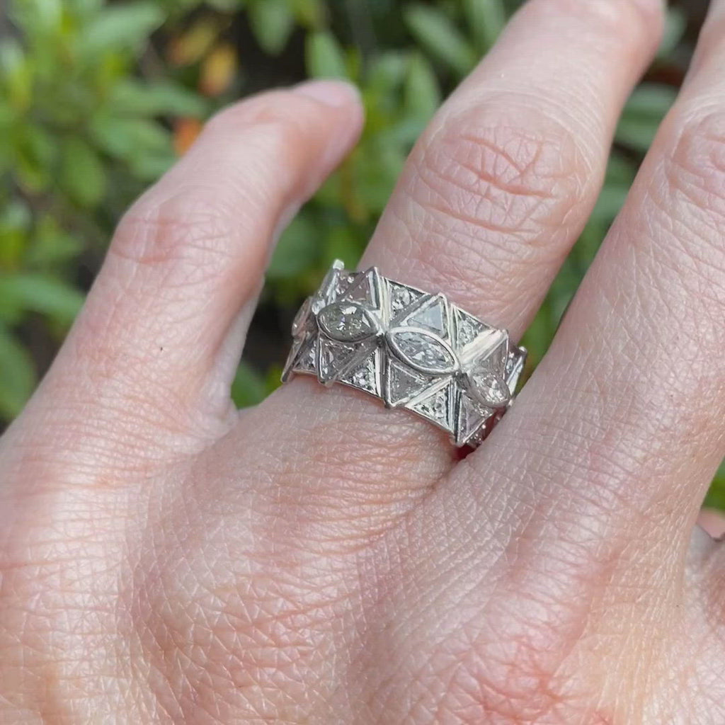 Wide Diamond Eternity Band sold by Doyle and Doyle an antique and vintage jewelry boutique