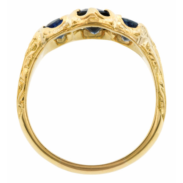 Antique Sapphire Three Stone Ring:: Doyle & Doyle