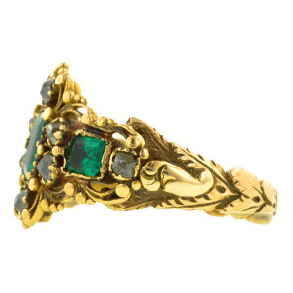Georgian Emerald & Diamond Ring:: Doyle & Doyle