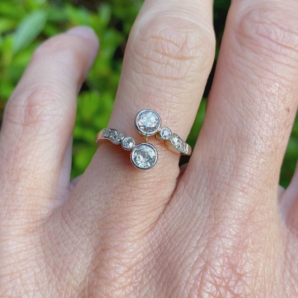Vintage Diamond Bypass Ring sold by Doyle and Doyle an antique and vintage jewelry boutique