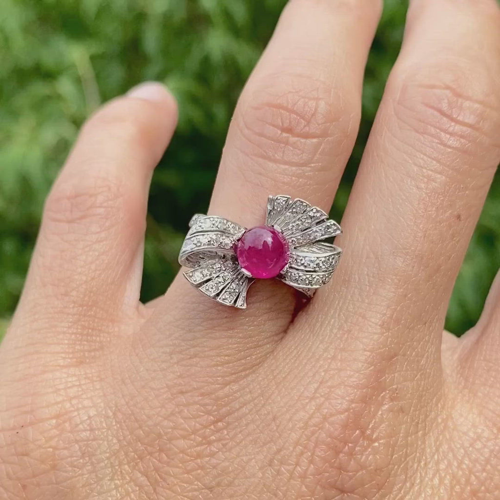 Retro Ruby & Diamond Ring sold by Doyle and Doyle an antique and vintage jewelry boutique