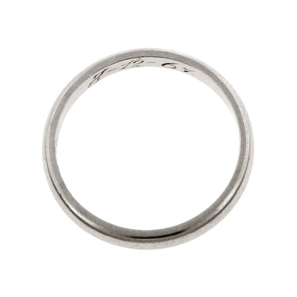 Vintage ring: a Platinum Half Round Wedding Band sold by Doyle & Doyle vintage and antique jewelry boutique.