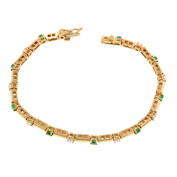 Emerald Diamond Link Bracelet:: Doyle & Doyle