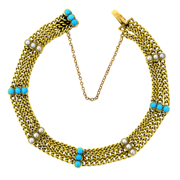 Victorian Turquoise & Pearl* Bracelet:: Doyle & Doyle