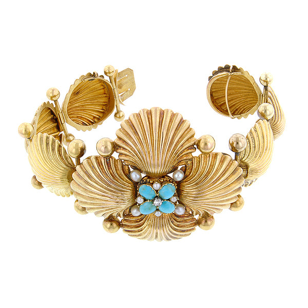Victorian Turquoise, Diamond & Pearl* Bracelet:: Doyle & Doyle