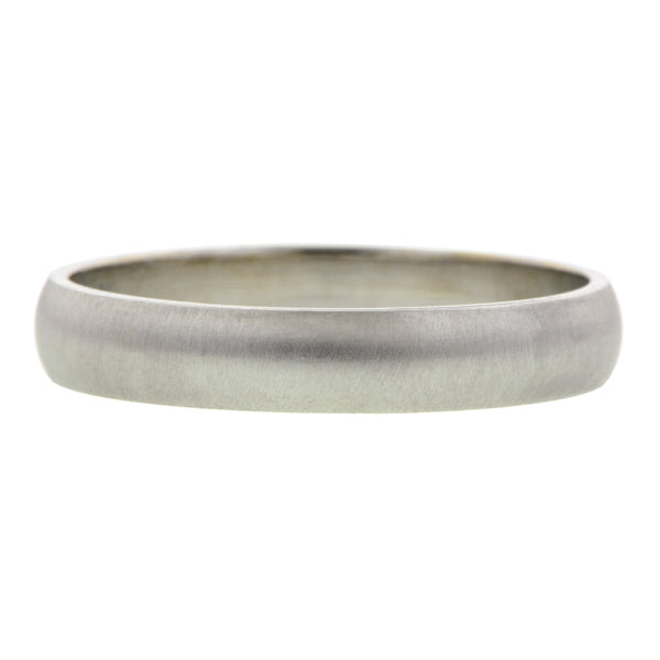 Contemporary ring: a White Gold Half Round Wedding Band 4mm sold by Doyle & Doyle vintage and antique jewelry boutique.