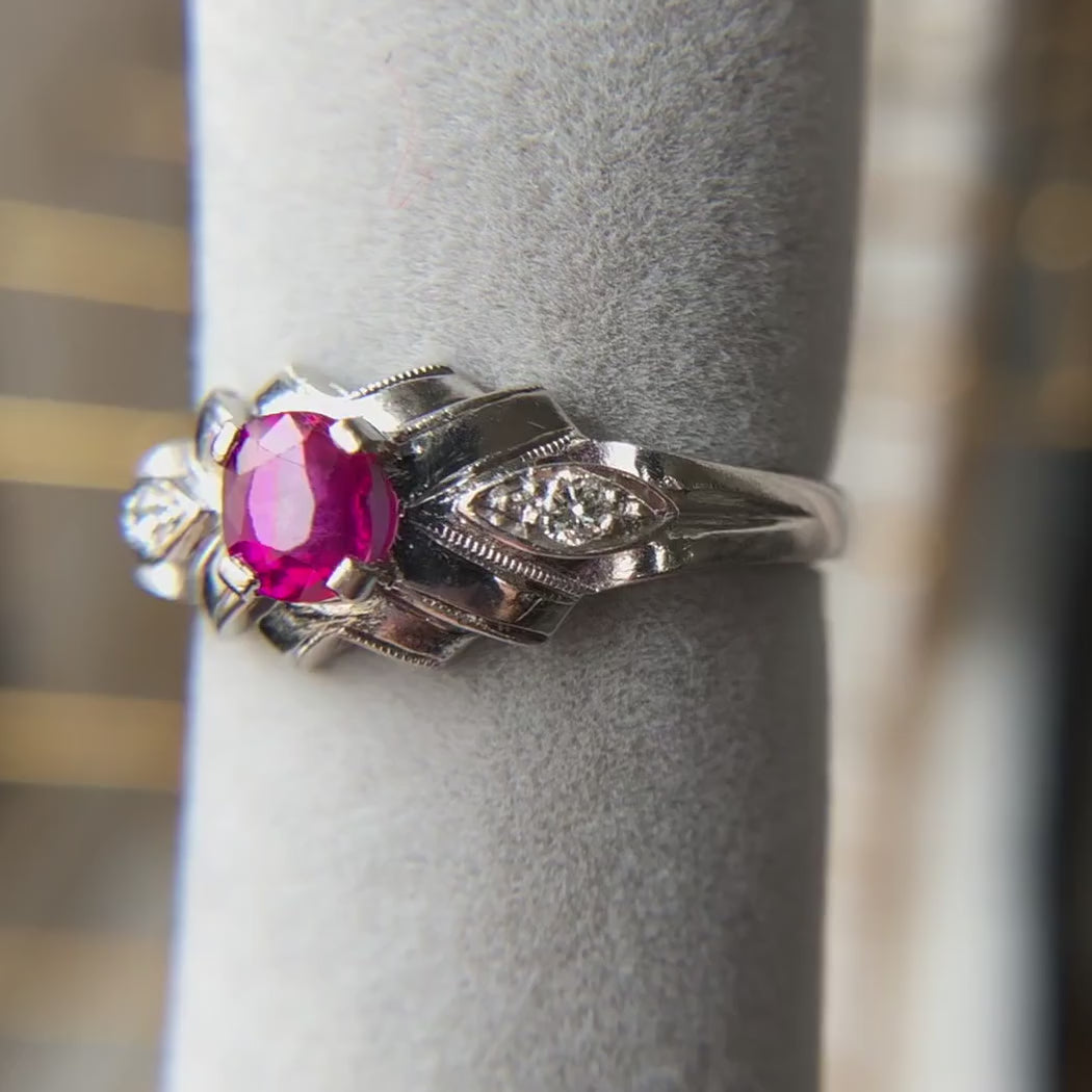 Vintage Ruby & Diamond Ring, from Doyle & Doyle antique and vintage jewelry boutique