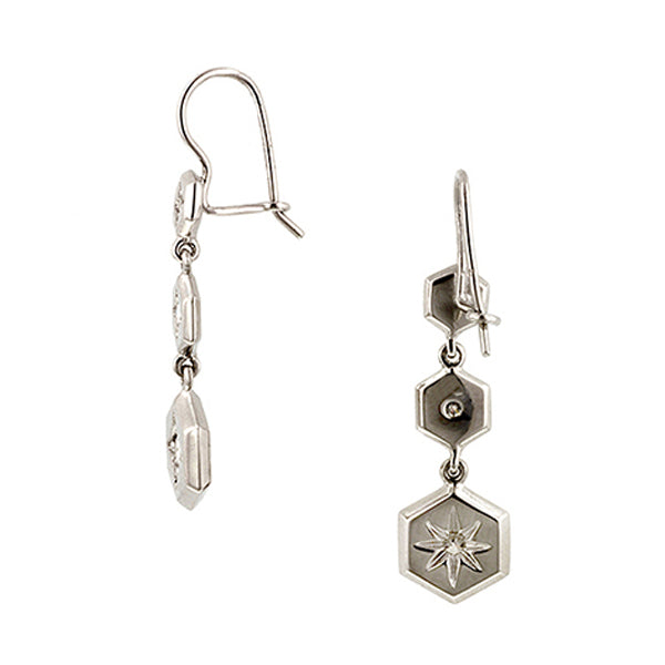 Graduated Hex Diamond Drop Earrings- Heirloom by Doyle & Doyle::