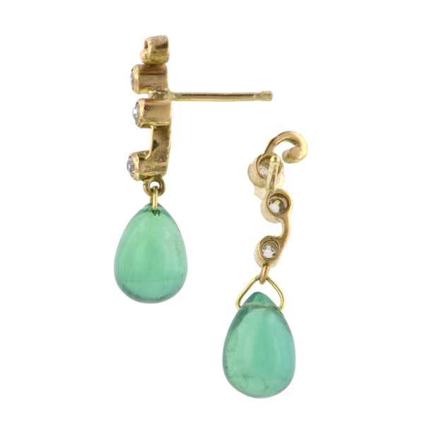 Diamond & Emerald Drop Earrings:: Doyle & Doyle