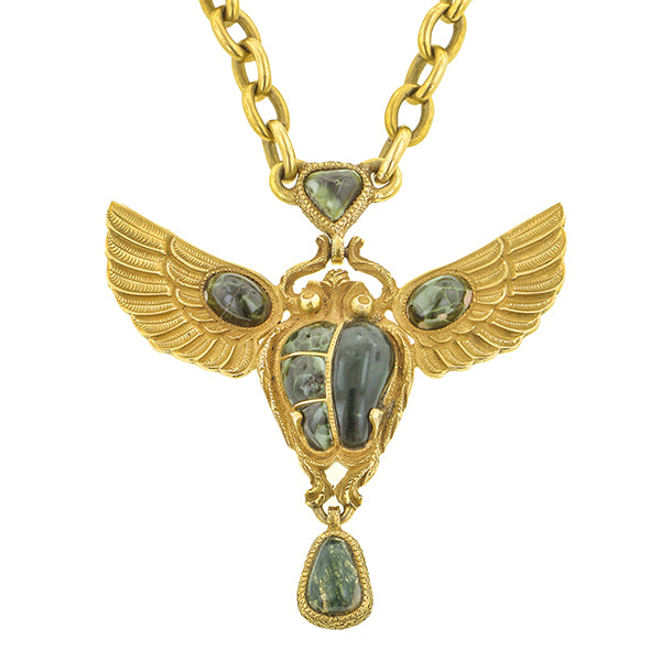 Art Deco Egyptian Revival Scarab Necklace:: Doyle & Doyle