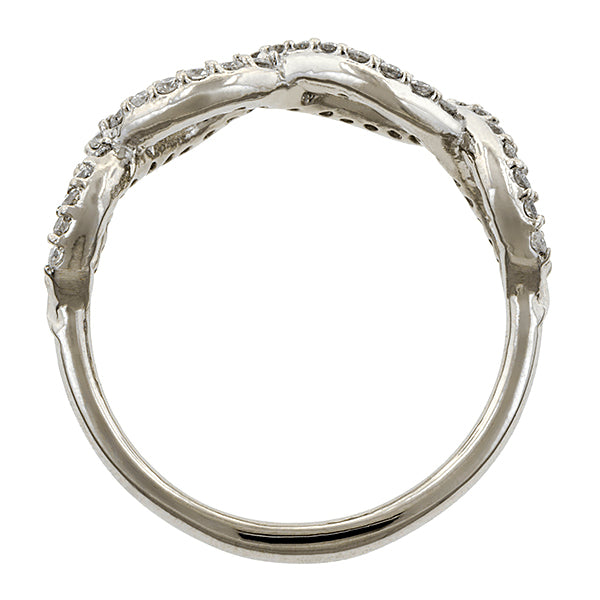 Contemporary ring: a Platinum Entwined Diamond Band- Heirloom sold by Doyle & Doyle vintage and antique jewelry boutique.