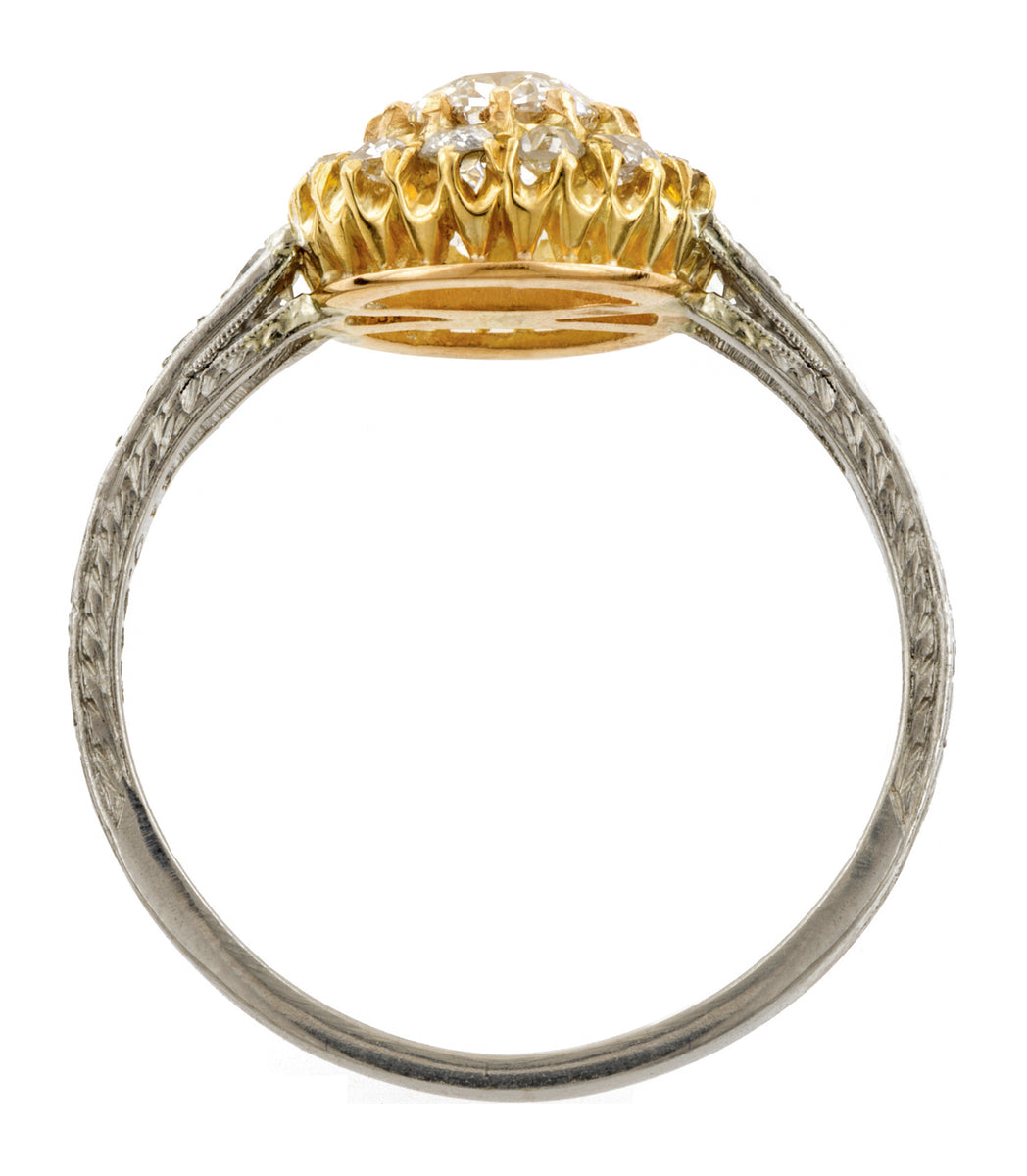 Estate Diamond Cluster Engagement Ring, Old Euro 0.53ct