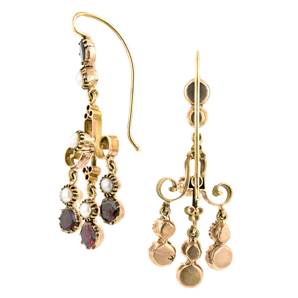 Victorian Garnet & Pearl Earring