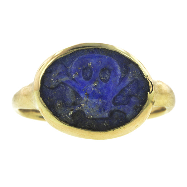 Vintage Lapis Skull Cameo Ring:: Doyle & Doyle