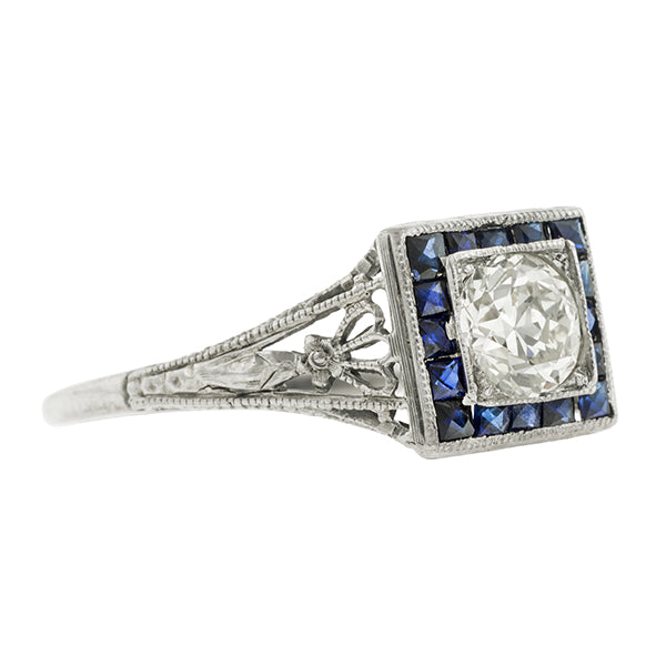 Art Deco Engagement Ring, TRB 0.55ct