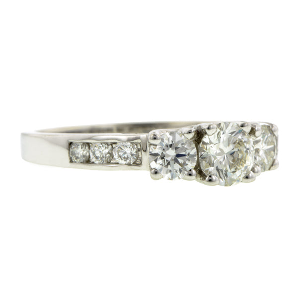 Three Stone Diamond Engagement Ring, RBC 0.40ct