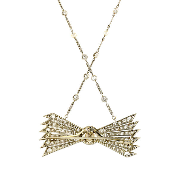 Art Deco Diamond & Pearl* Convertible Necklace/Pin/Bracelets:: Doyle & Doyle