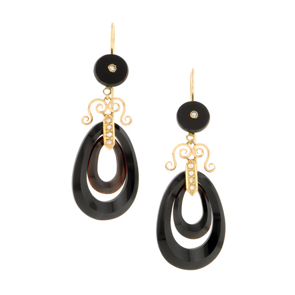 Victorian Onyx Drop Earrings:: Doyle & Doyle