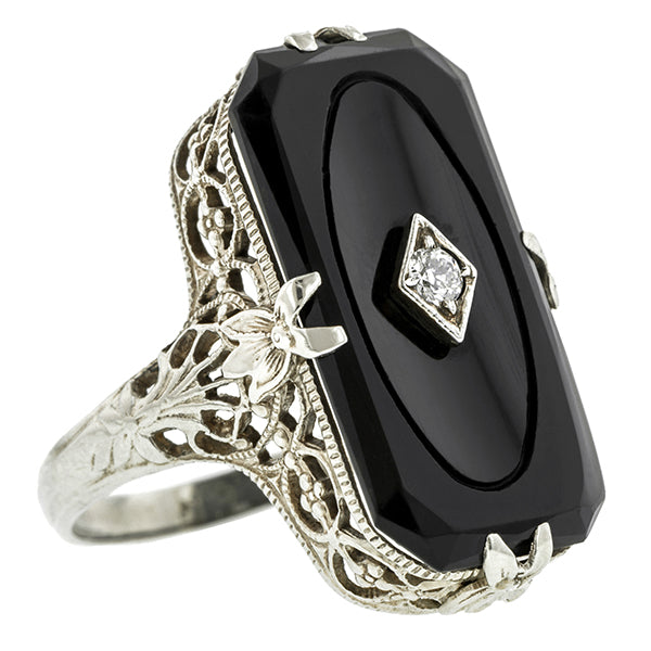 Vintage Onyx & Diamond Ring:: Doyle & Doyle