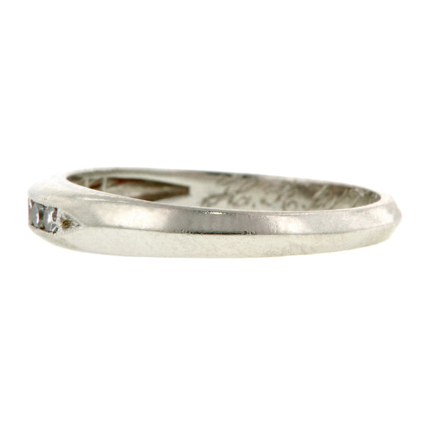 Vintage ring: a Platinum Diamond Wedding Band sold by Doyle & Doyle vintage and antique jewelry boutique.
