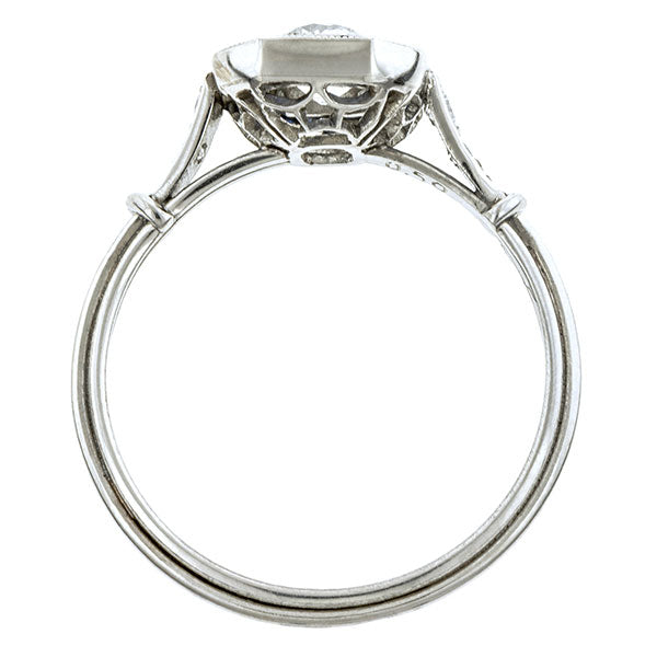 Estate Diamond & Sapphire Engagement Ring, Old Euro 0.50ct:: Doyle & Doyle