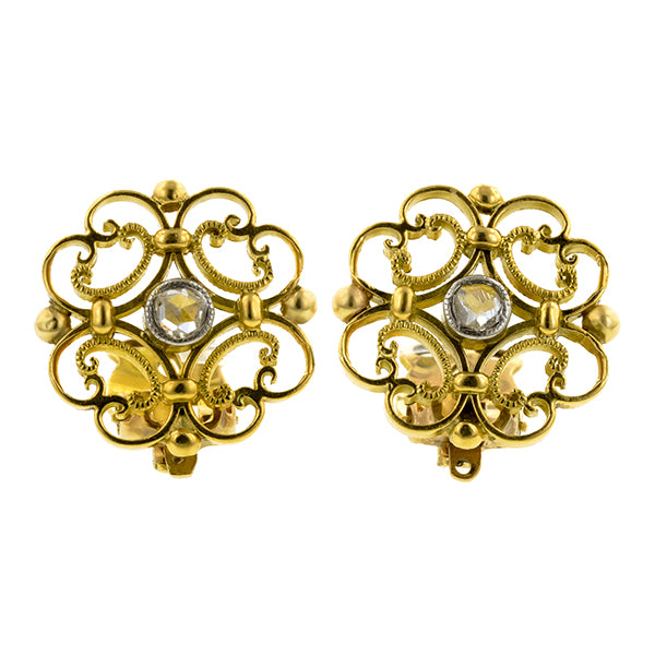 Estate Filigree Rose Cut Diamond Earrings:: Doyle & Doyle