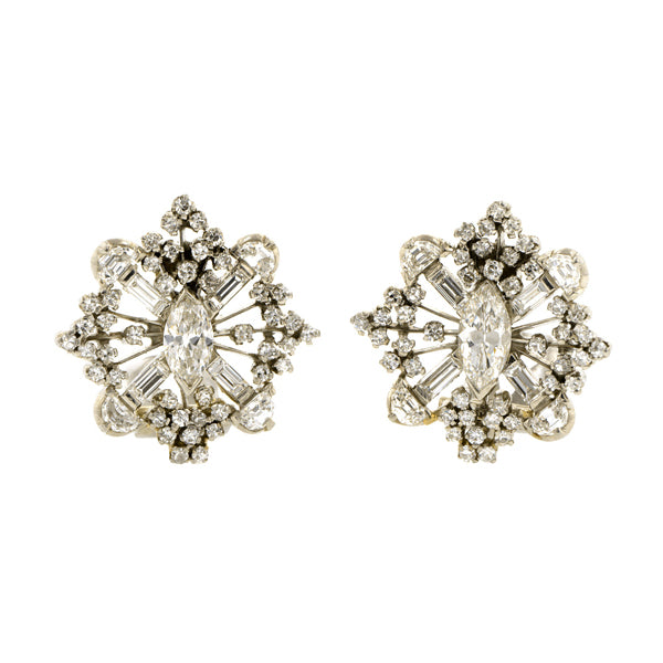 Vintage Diamond Snowflake Earrings
