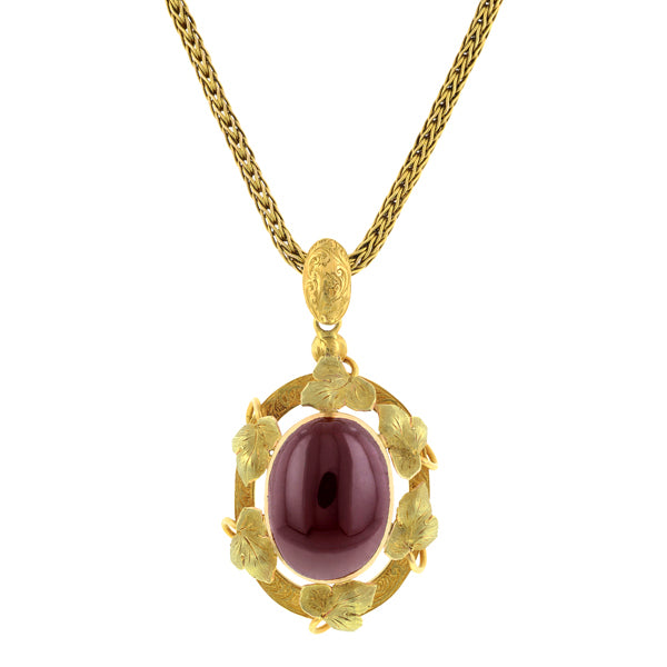 Early Victorian Garnet Pendant Necklace:: Doyle & Doyle