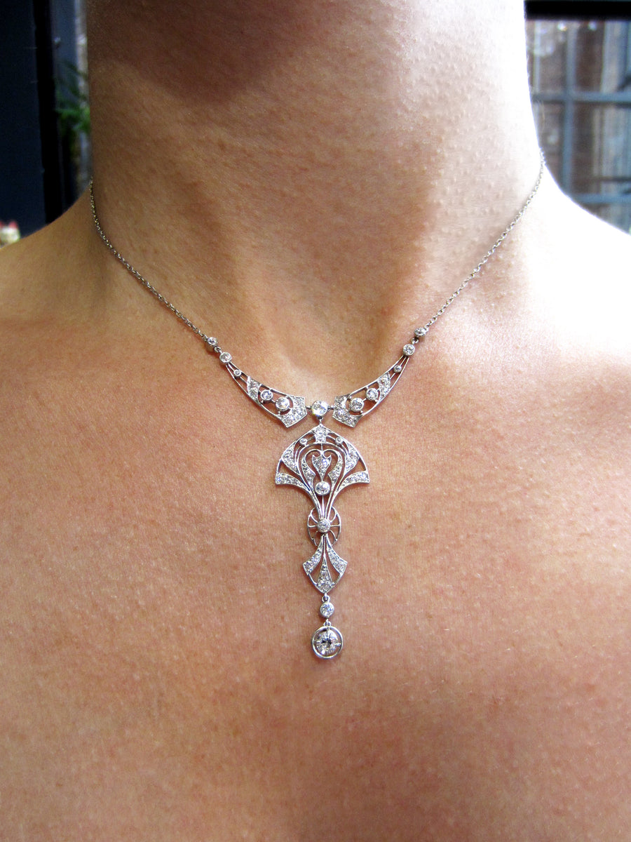 Edwardian Diamond Lavalier Necklace:: Doyle & Doyle