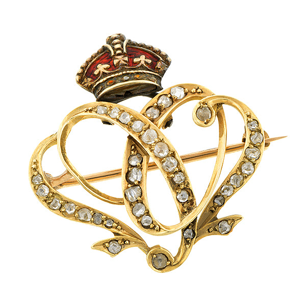 Edwardian Crowned Rose Cut Diamond 1902 Brooch/Pin:: Doyle & Doyle