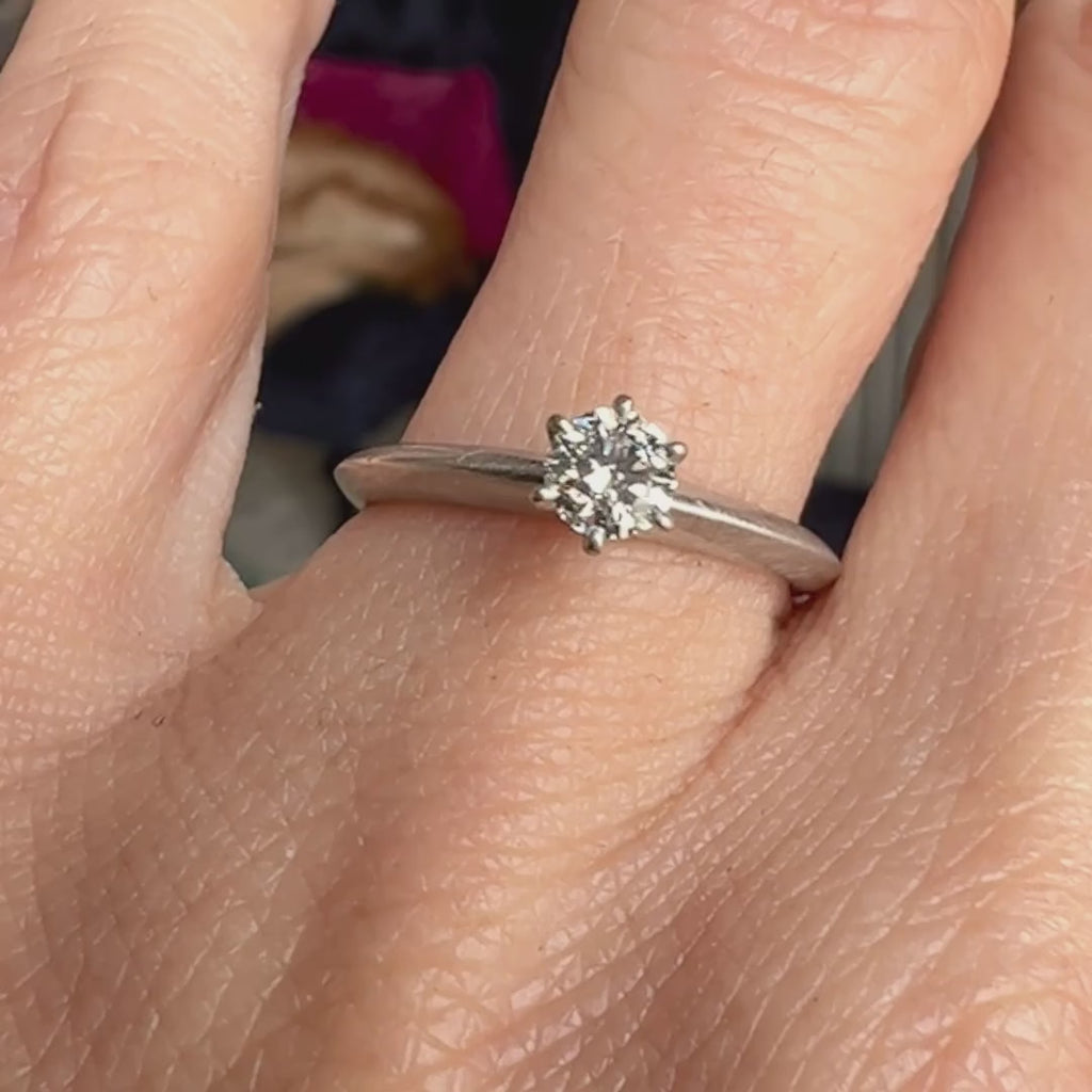 Vintage Tiffany & Co Solitaire Engagement Ring, RBC 0.25ct. sold by Doyle and Doyle an antique and vintage jewelry boutique