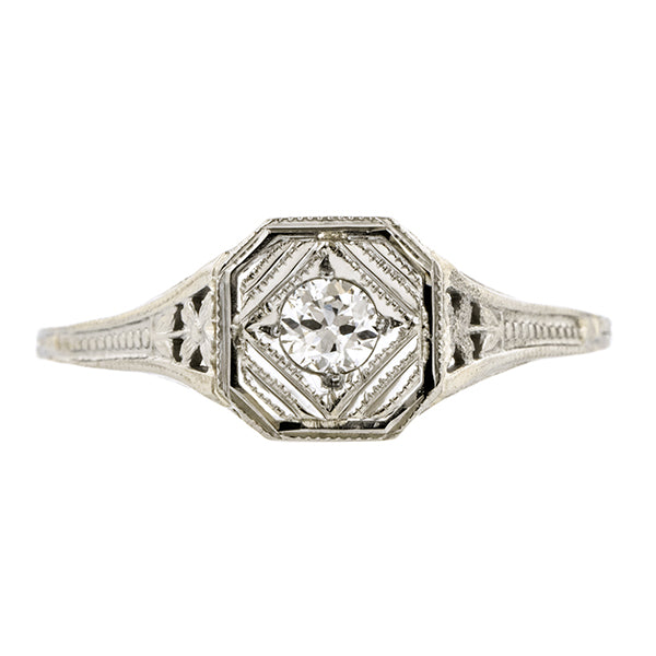 Vintage Filigree Diamond Engagement Ring, TRB; 0.12ct:: Doyle & Doyle