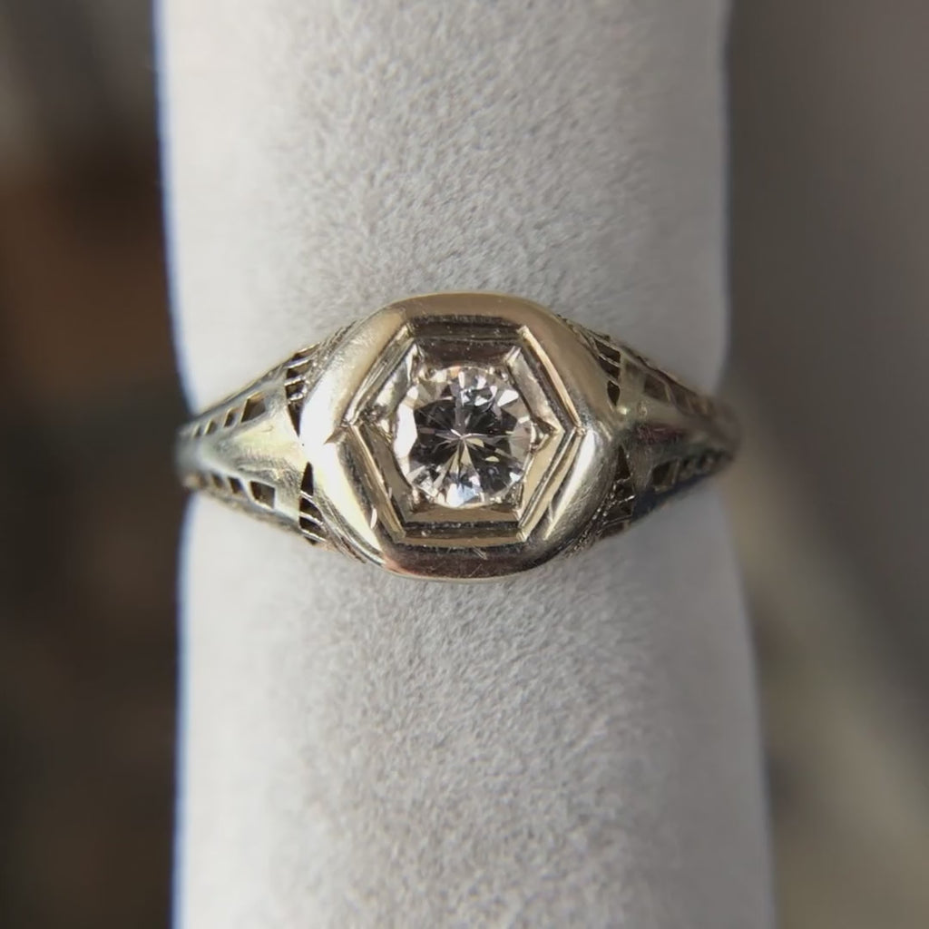 Vintage Diamond Engagement Ring, RBC 0.20ct. sold by Doyle and Doyle an antique and vintage jewelry boutique