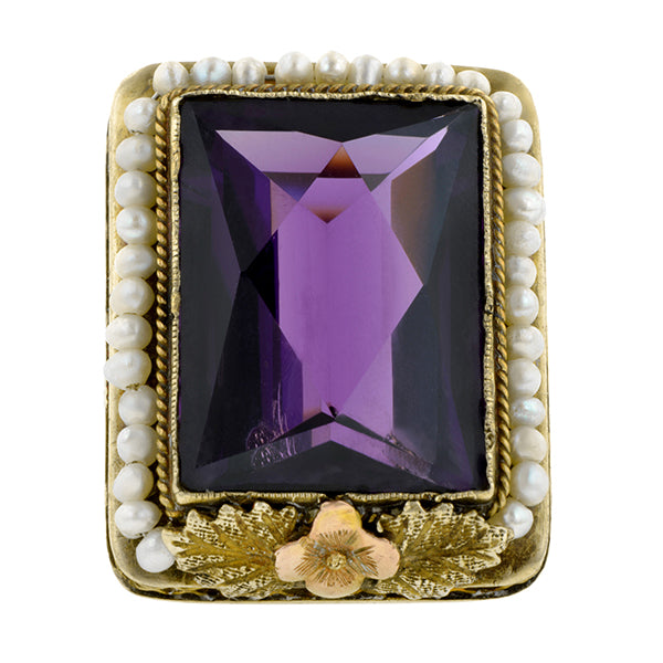 Antique Amethyst & Pearl Ring
