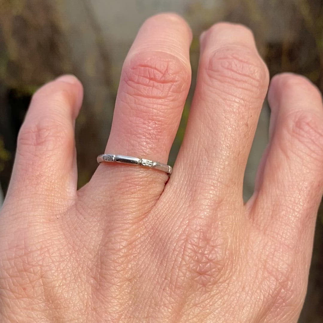 Vintage Patterned White Platinum Band sold by Doyle and Doyle an antique and vintage jewelry boutique