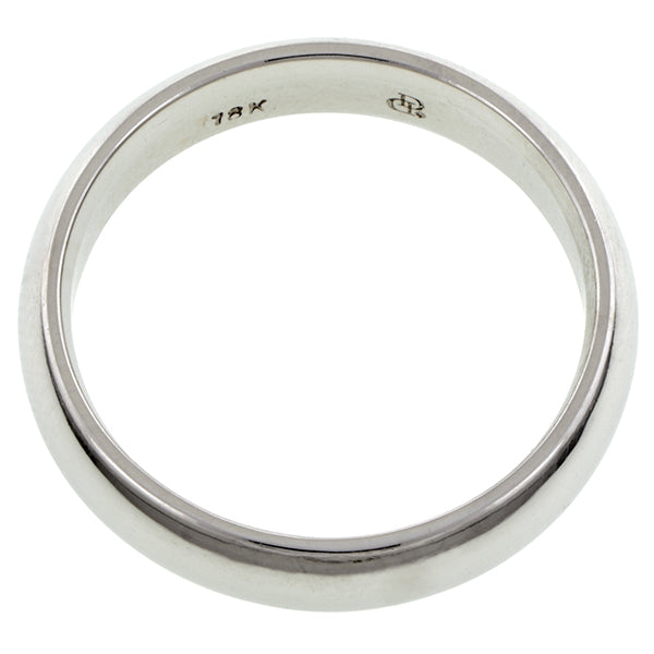 Contemporary ring: a White Gold Comfort Fit Wedding Band Ring sold by Doyle & Doyle vintage and antique jewelry boutique.