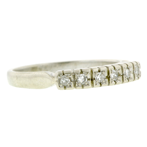 Vintage Diamond Wedding Band, White Gold, sold by Doyle & Doyle vintage and antique jewelry boutique.