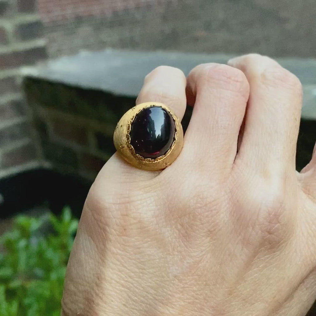 Vintage Cabochon Garnet Ring sold by Doyle and Doyle an antique and vintage jewelry boutique