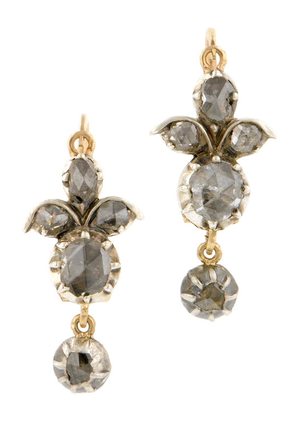 Victorian Rose Cut Diamond Drop Earrings :: Doyle & Doyle