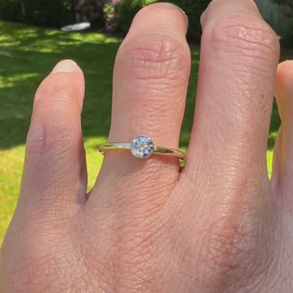Vintage Bezel Set Engagement Ring, Old Euro 0.35ct. sold by Doyle and Doyle an antique and vintage jewelry boutique