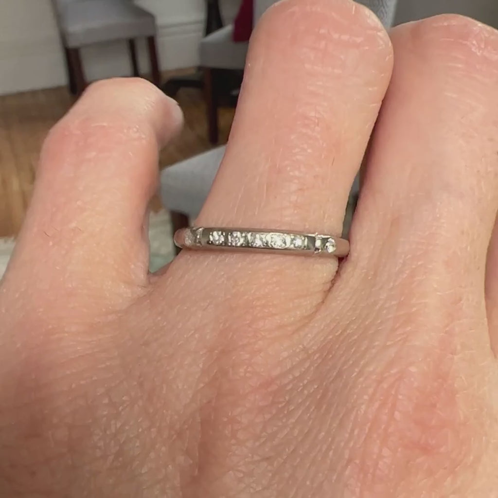 Vintage Diamond Wedding Band sold by Doyle and Doyle an antique and vintage jewelry boutique