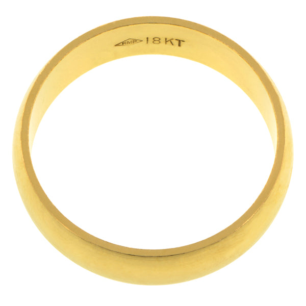 Contemporary ring: a Yellow Gold Half Round Wedding Band 6mm sold by Doyle & Doyle vintage and antique jewelry boutique.