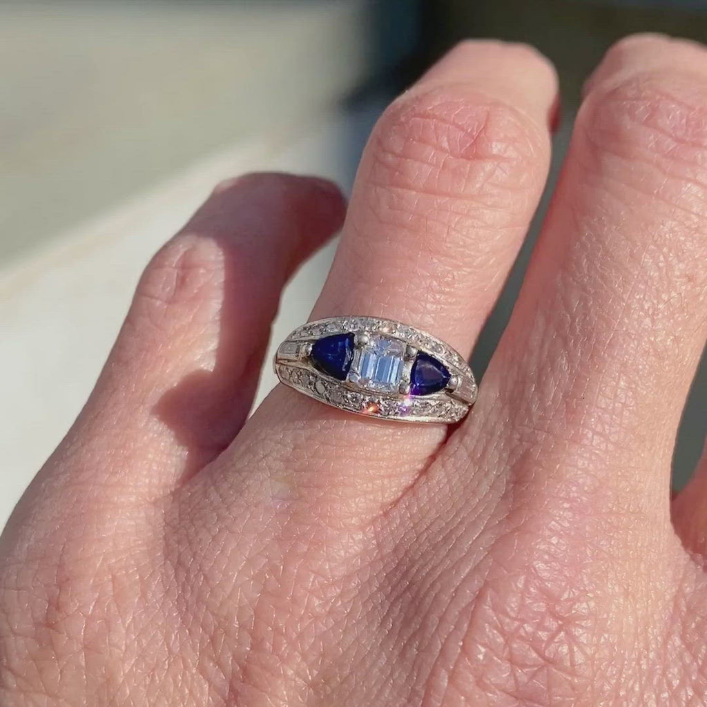 Art Deco Engagement Ring, Emerald cut 0.40ct. sold by Doyle and Doyle an antique and vintage jewelry boutique