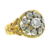 Georgian ring: a Yellow Gold & Silver Rose Cut Diamond Cluster Engagement Ring sold by Doyle & Doyle vintage and antique jewelry boutique.