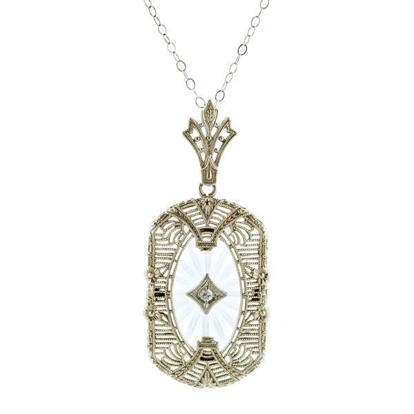 Art Deco Diamond & Rock Crystal Pendant