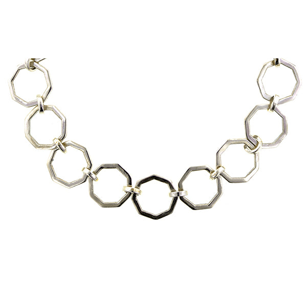 Octagonal Silver Link Chain Bracelet, from Doyle & Doyle antique and vintage jewelry