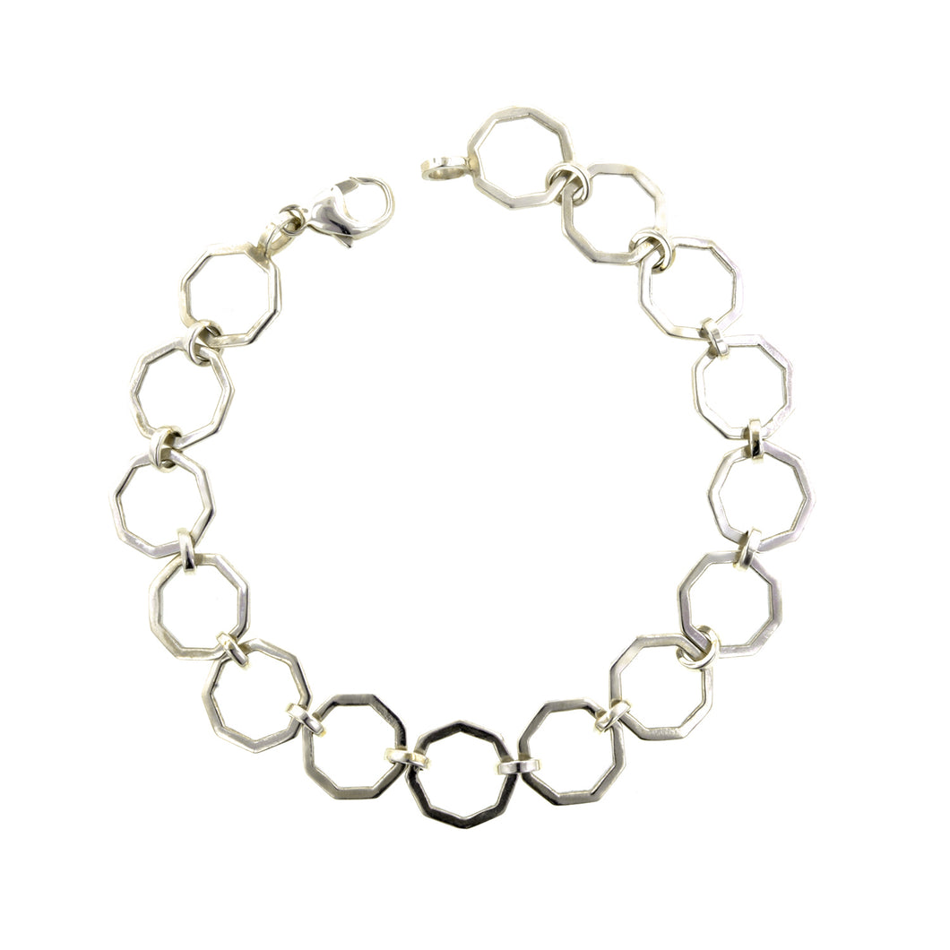 Octagonal Silver Link Chain Bracelet, from Doyle & Doyle antique and vintage jewelry